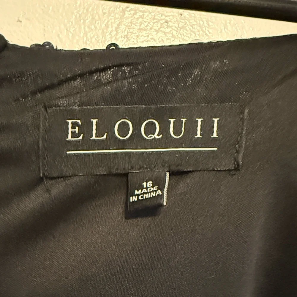 Eloquii Black and White Sequin Long Sleeve Dress - Picture 2 of 4